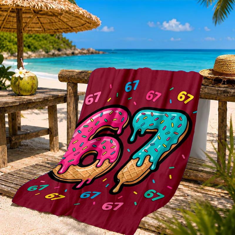 Royal Hands Holding Number 67 Beach Towel, Quick-drying, Easy to Care for, Suitable for Both Fitness and Beach Vacations,Sports Essential