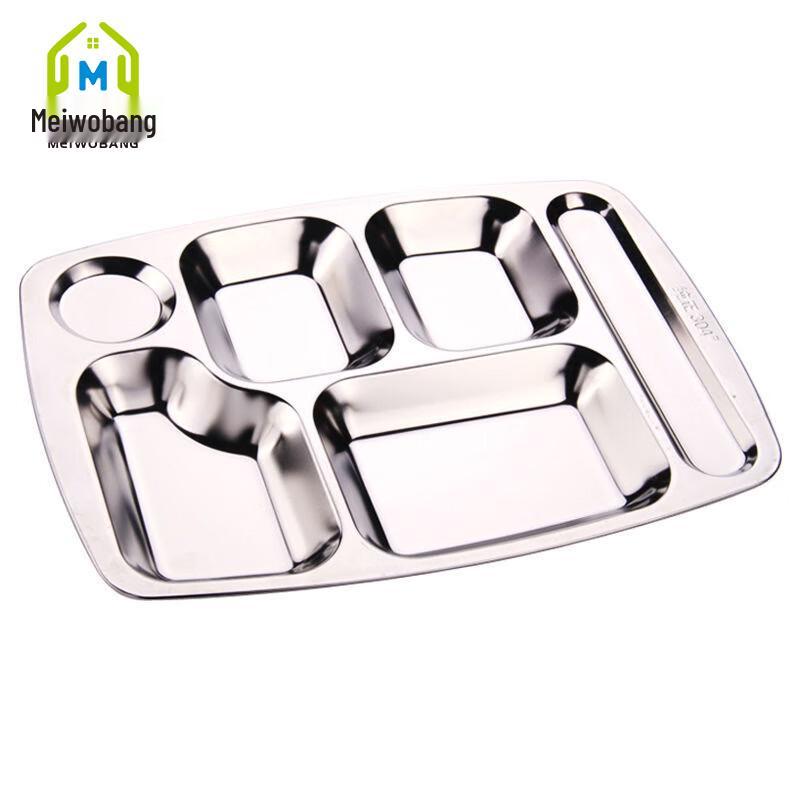 Stainless Steel Large 6-Compartment Lunch Tray