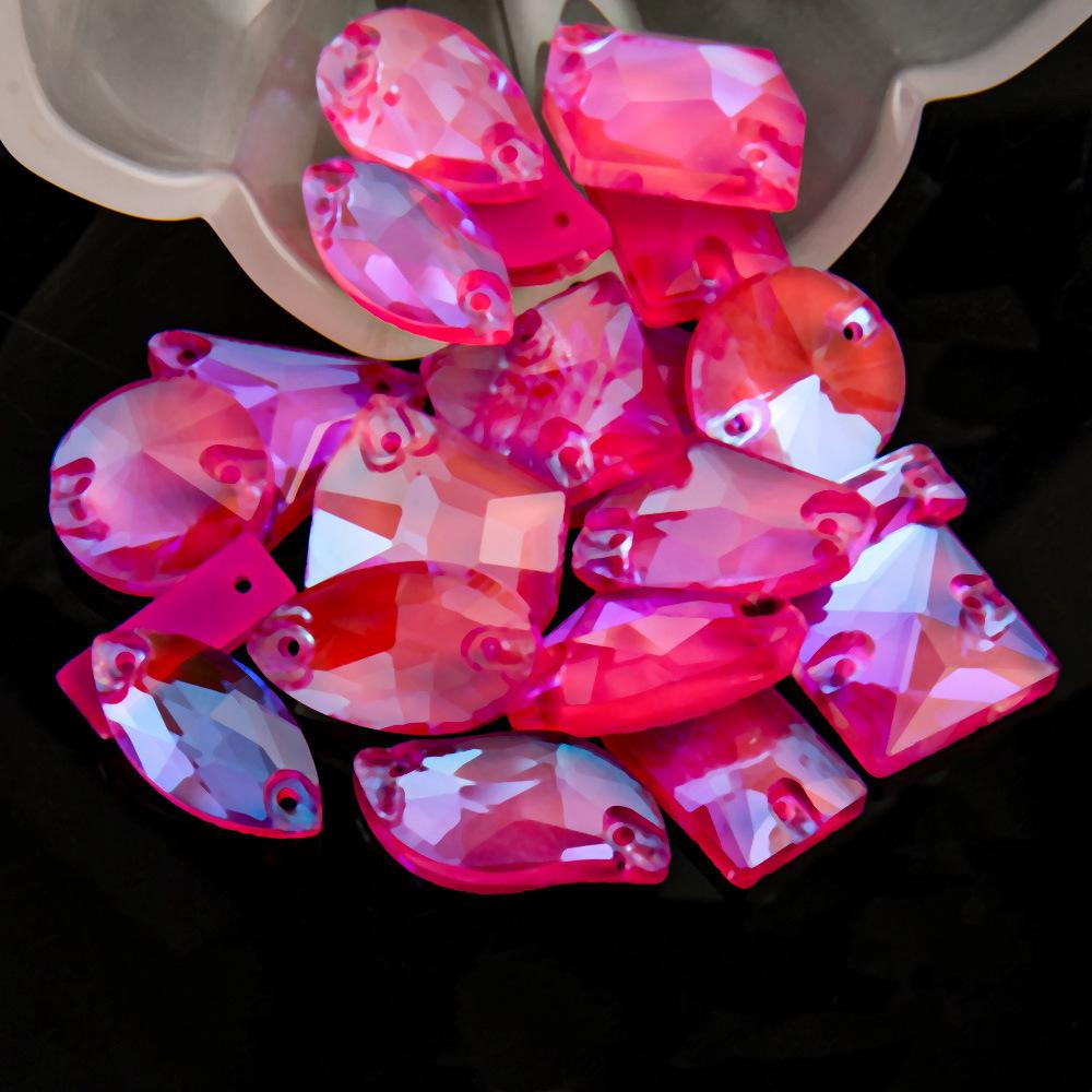 Weichen 20/50/100 Fluorescent Ab Glass Flat Buckle Hand Seam Drill Mixed Size Flat Bottom Glass Sewing Accessories