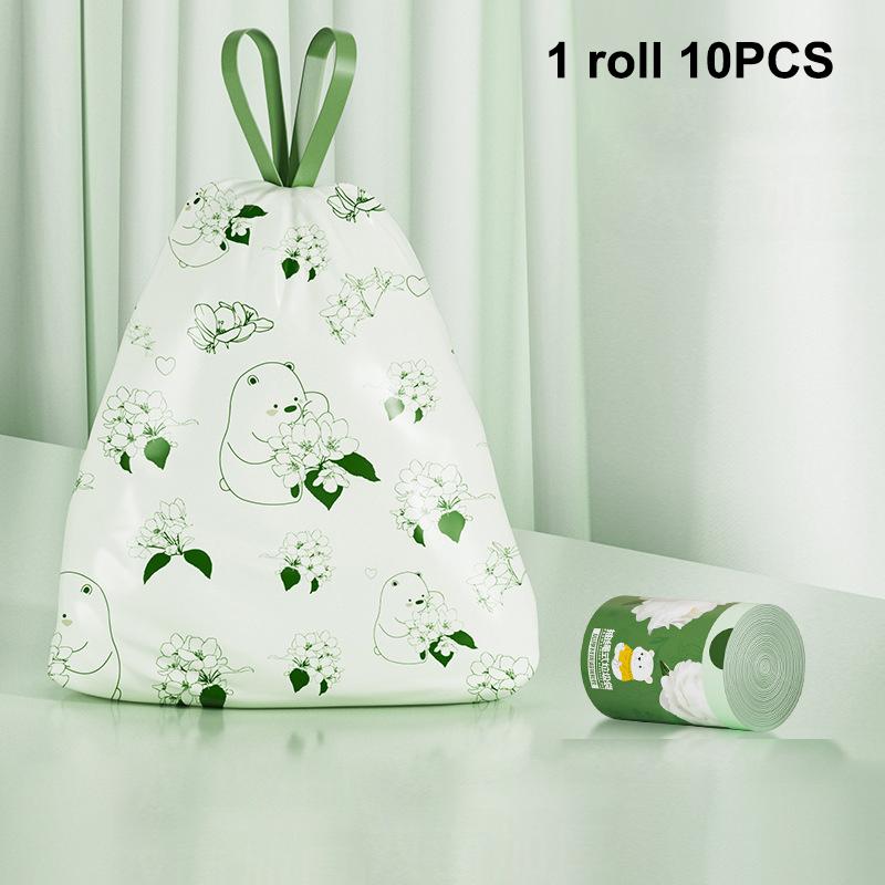 10/50/100Pcs Printed Thickened Portable Garbage Bag Cartoon Home Kitchen Bathroom Disposable Drawstring Garbage Bag