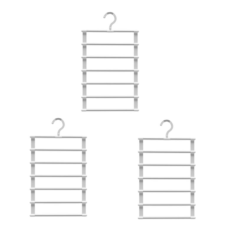 2pcs/3pcs Stainless Steel Ladder Trouser Rack 7-layer Telescopic Trouser Hanger Multifunctional Folding Trouser Hanger