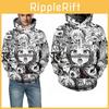 Ahegao Anime Gesicht Hoodie und Hose Kreativer 3D-Druck Jogginganzug für Männer und Frauen