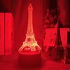 Paris Eiffel Tower 3d Illusion Led Baby Night Light Color Changing Bedroom Decor Lights Unique Birthday Gift Table Usb Lamp