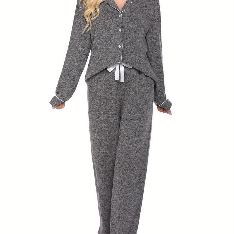 Women's Long-Sleeve Pajama Shirt - Casual Button-Down