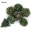 7 Pcs Green Yellow Lotus Flower  Metal Dice Solid Metal Polyhedral Dice Set Suitable for Role-Playing RPG  Board Game Card Game
