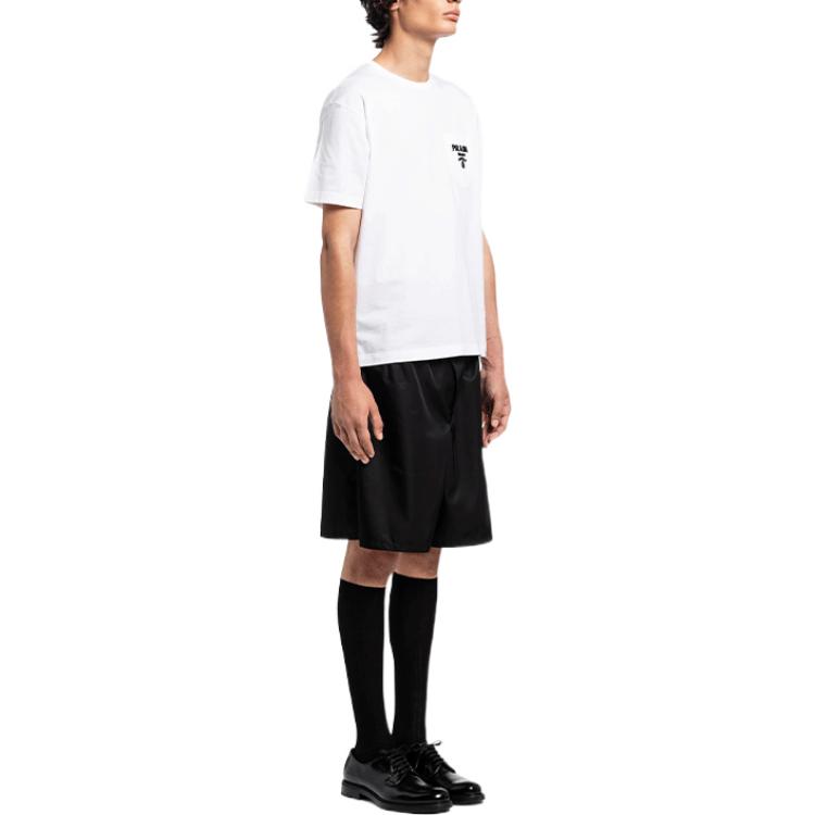 PRADA T-Shirts Men's White Crew Neck Moderate UJN787-1Z53-F0009-S-221