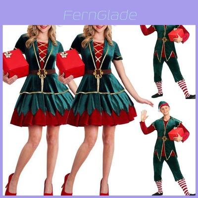 Men's And Women's Holiday Santa's Helper Costume With Soft Touch For Festive Cheer