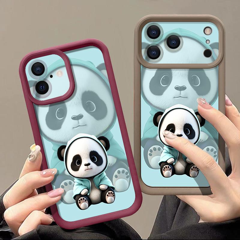 Blue Coat Panda Pattern Case For iPhone 17 Pro Max Funda Shockproof Bumper Cover For iPhone 16 Pro Max 15 14 13 12 11 Air 16E