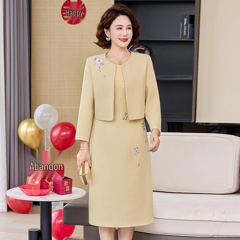 2026 New Style Mother-in-law Formal Wedding Dress Set for Middle-aged Women - Spring & Autumn