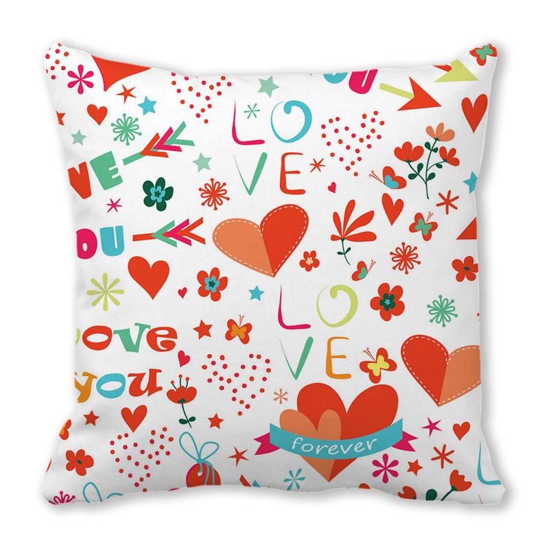 Home Decor Valentine Love Phrases Cushion Cover Decor Pattern Cushion Cover Suitable for Sofa Bedroom Car Pillow Cover