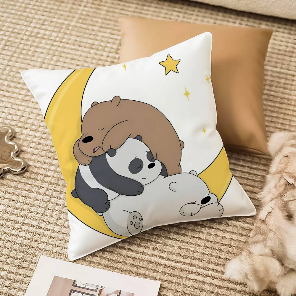 Cartoon We B-Bare B-Bears Pillow Case Anti-dustmite Invisible Zipper Sofa Bed