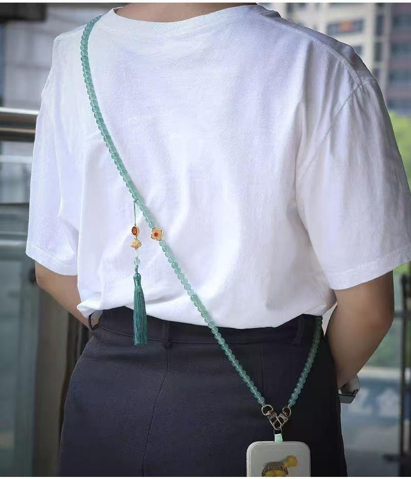 Zen Crossbody Beaded Phone Chain with Tassel - Hanfu Style Anti-Lost Lanyard 2025 for Women