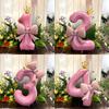 Pink Crown-Shaped Number Balloons And Pink Bow-Shaped Foil Balloons, for Decorating Birthday Parties, Anniversaries Celebrations