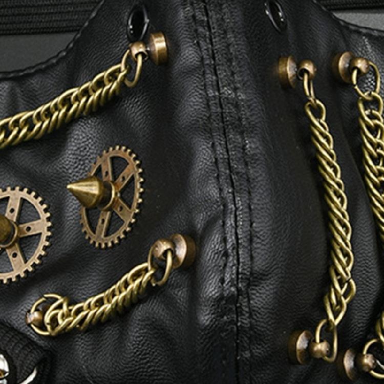 Punk Rock Halloween Accessory With Alloy Rivet Chain And Soft PU Leather Face Covering Costume Face Mask For Cosplayers