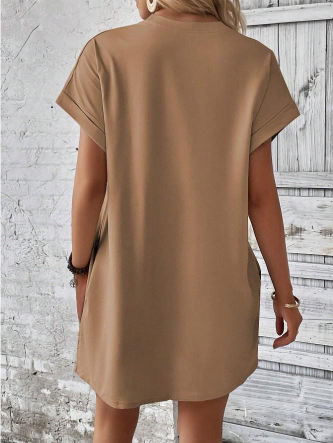 European and American Casual Batwing Sleeve Dress with Invisible Pockets (2024)