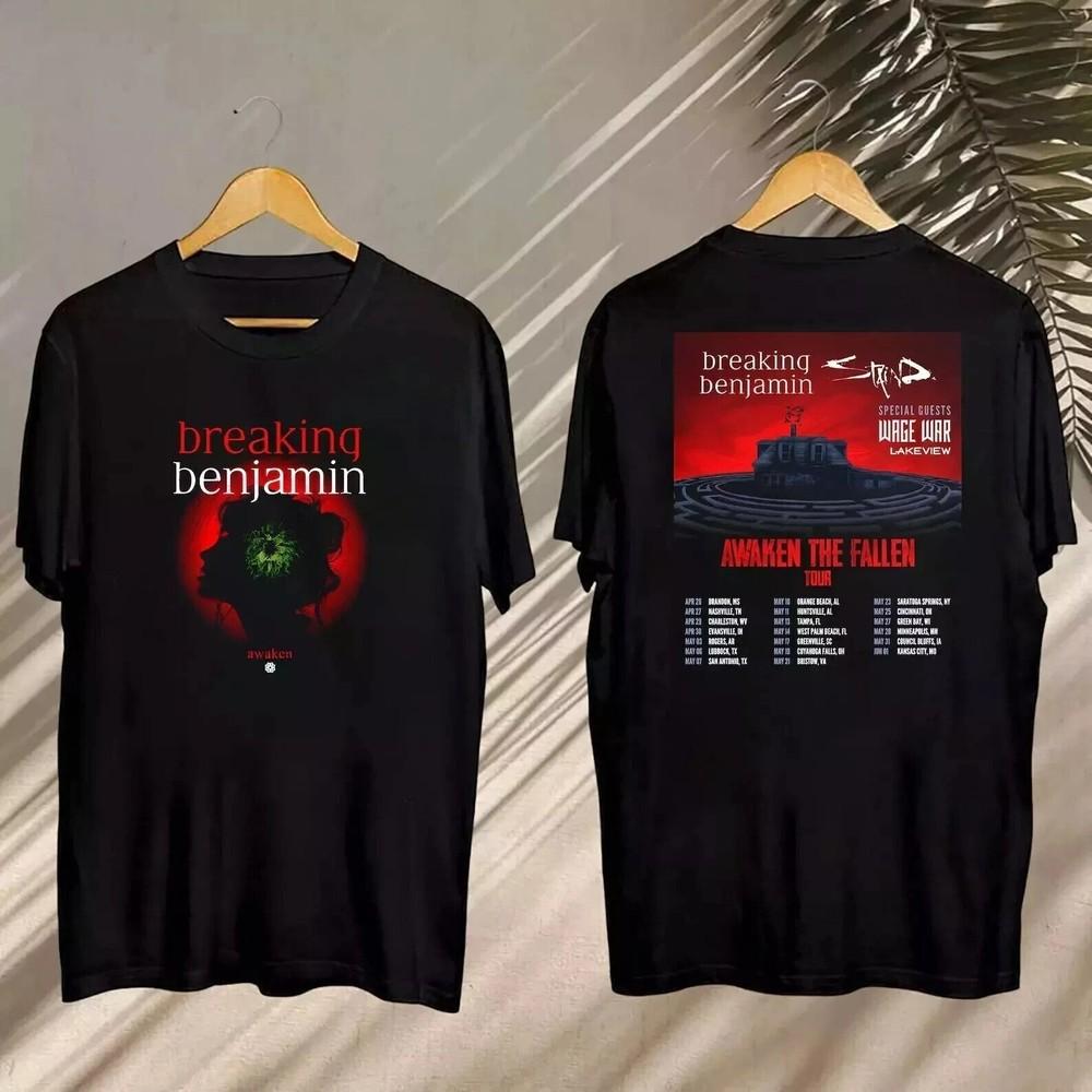 Breaking Benjamin 2025 Tour TShirt Breaking Benjamin Awaken The Fallen Tour Unisex T-Shirt XXXL