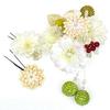 [Kiyomizu] Hair Ornament 3-Piece Set Adult Ceremony Kk-057 White Tsumami-zaiku Flower White Yellow-Green One Size