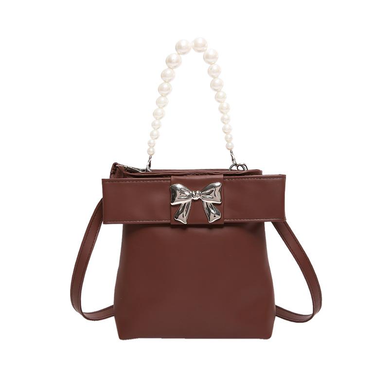 Women'S Bag Fashionable Texture Pu Small Square Bag Foreign Style Pearl Handbag Niche Versatile Shoulder Bag Underarm Bag