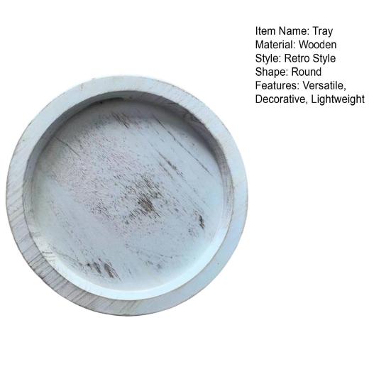 Dřevěný podnos pod svíčky Rustikální kulatá dekorativní farmářská stolní dekorace Bílý nátěr