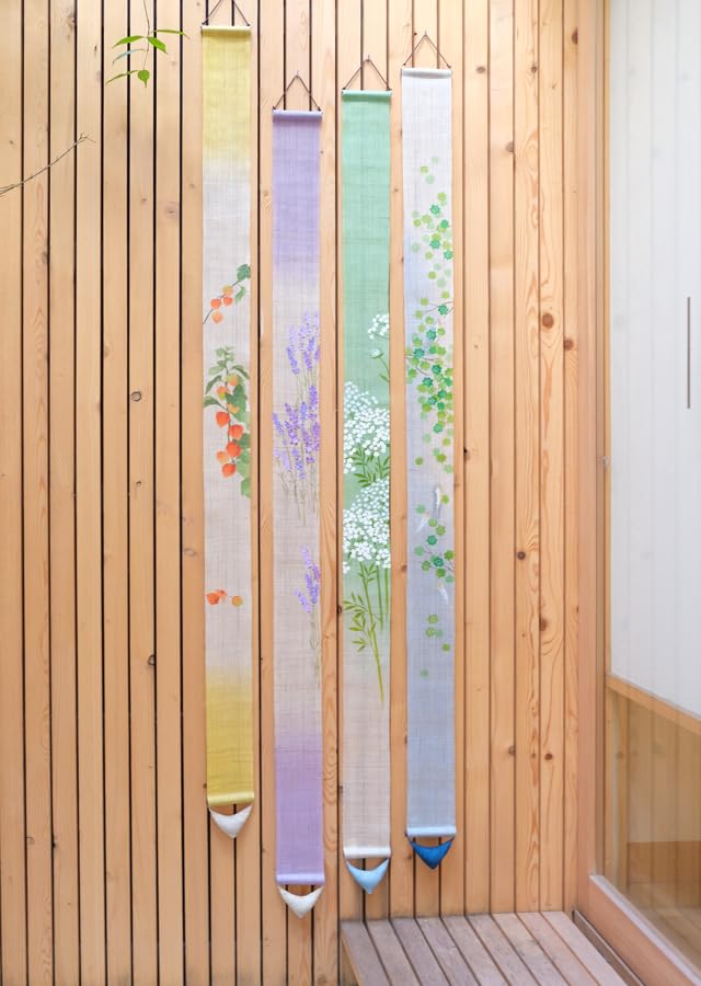 Kyoto Rakushian Noren Narrow Tapestry Linen Tapestry Narrow Tapestry Hanging Scroll Interior Japanese Modern Japanese Style Ts-802 "Hozuki" Hand-dyed