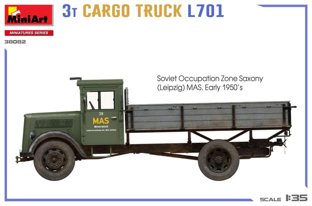 Miniart Scale German L701 Cargo Truck Plastic Model Kit MA38082 1/35 3-ton (Truck)
