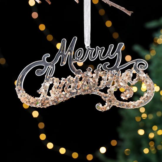 Christmas Acrylic Hanging Ornament Glitter Clear Reindeer Butterfly Pumpkin Carriage Snowflake Dragonfly Ballet Girl Xmas Tree Hanging Ornament
