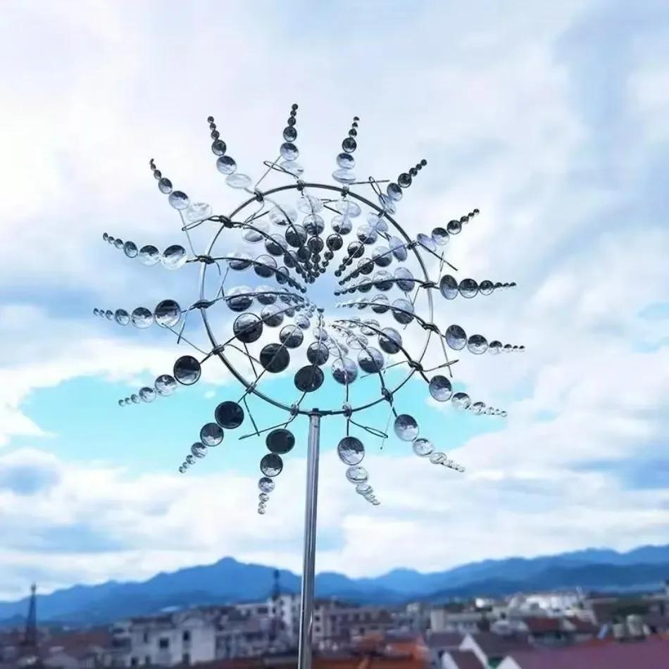 1 Pz Nuovo Ornamento da Giardino 3D per Esterno Mini Mulino a Vento Energia Eolica Arte Cinetica Girandola Magico Unico Magico Mulino a Vento in Metallo