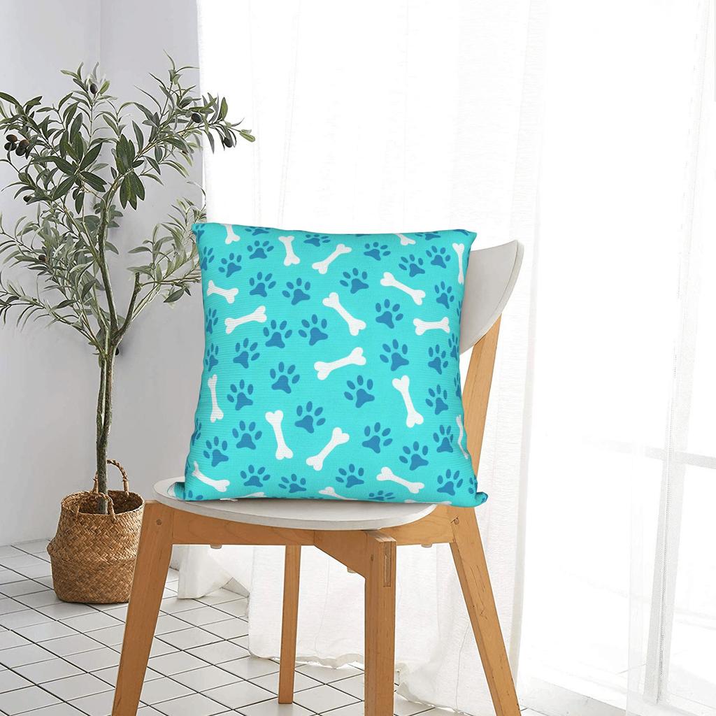 Pillow Cover Dog Paw Print And Bone Morden Pillow Case For Chair Sofa Home Decor Pillowcases