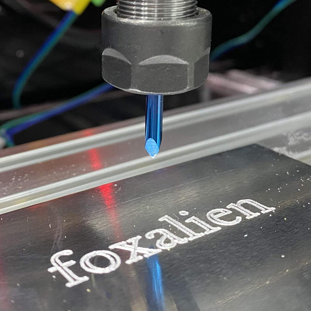 FoxAlien Tapered End CNC Router Coated Pyramid Bit for and Aluminum Lettering Sign Making 0.1mm Engraving, V-Bit, Mill, Bit, 1/8" (3.175mm) Shank,