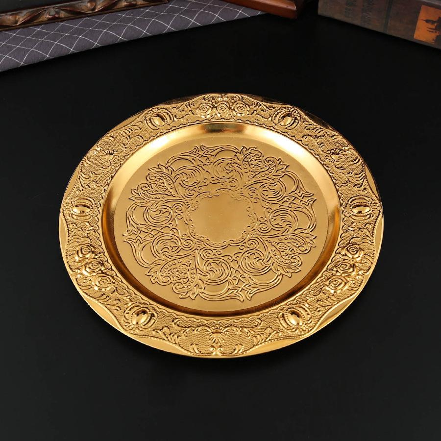 Europejska okrągła taca taca na przekąski pogrubiona taca na owoce taca na pestki melona kreatywna taca na herbatę taca na przekąski na podwieczorek rękodzieło