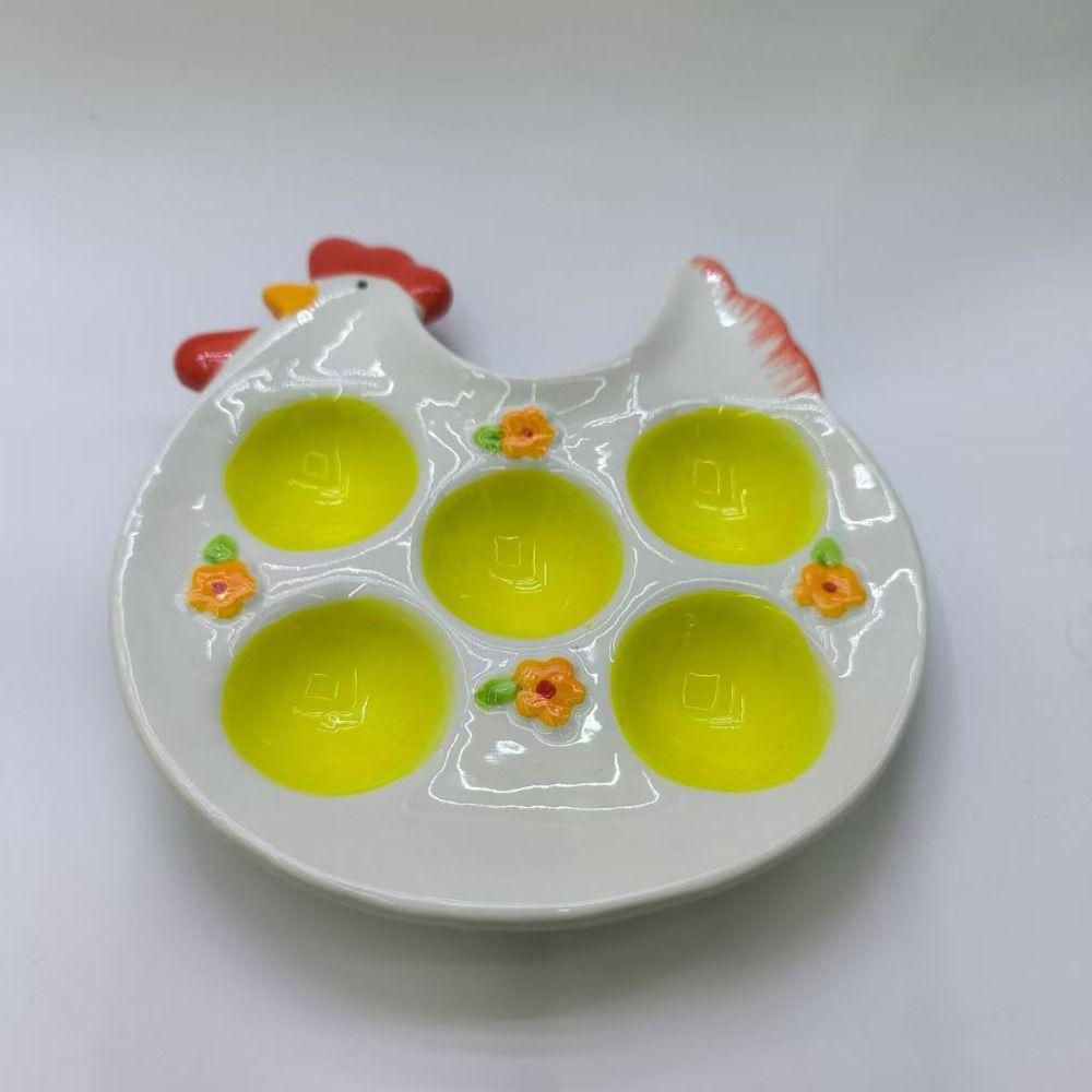 Ceramic Egg Holder Chick Design Egg Cup Creative Egg Storage Compartments  for Breakfast
