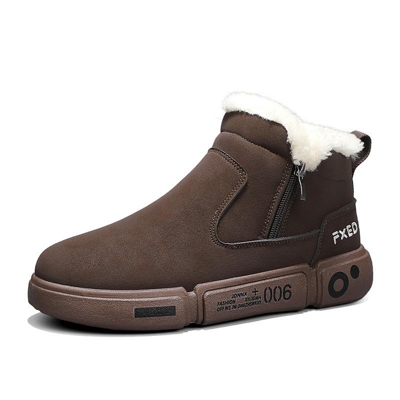 

Men s shoes platform non-slip snow boots men s piled thickened cotton shoes winter new warm side zipper cotton boots 44