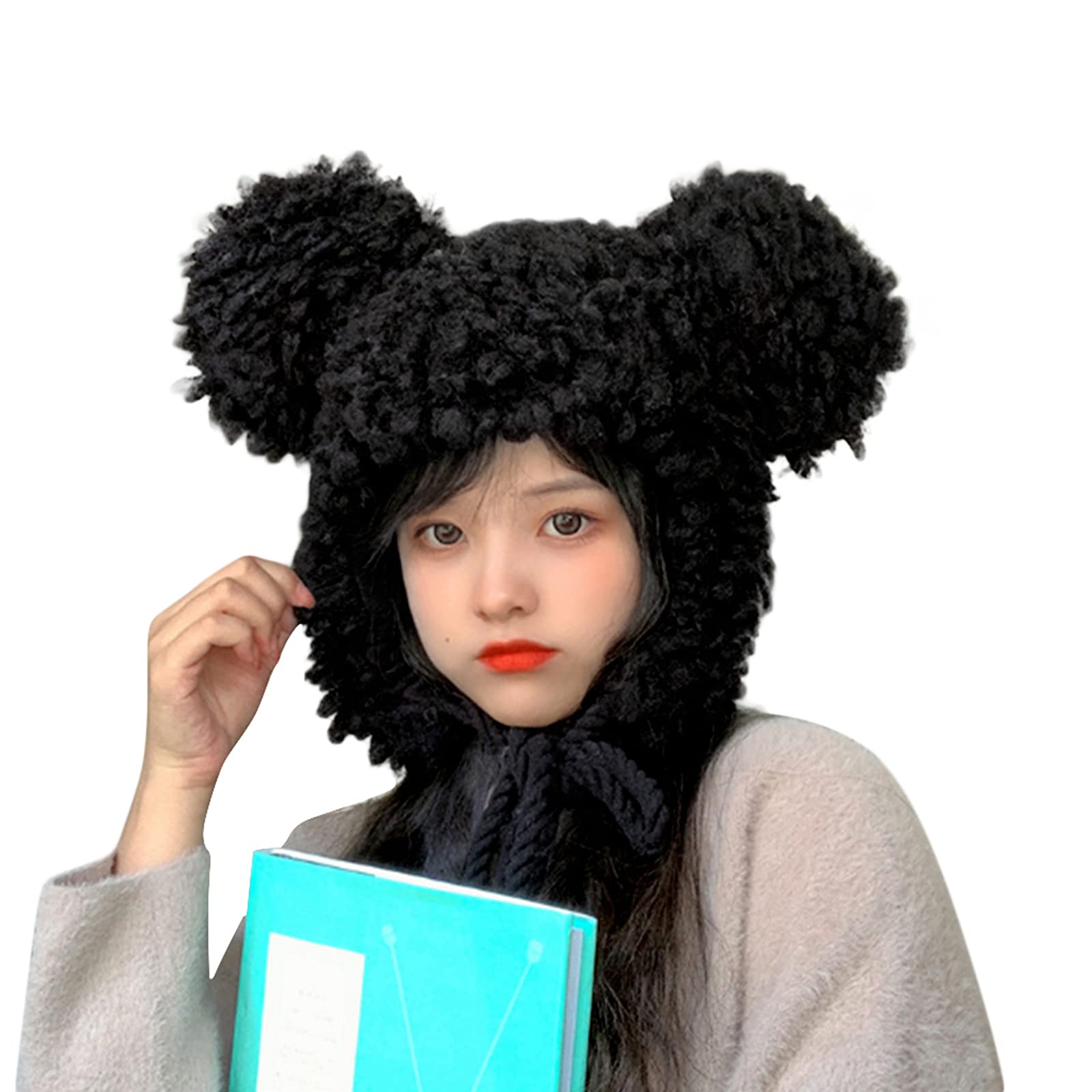 

Шапки для плюшевого милого медвежонка, шляпа для защиты от солнца и холода с милым животным, маленьким животным, для похода в горы, черная [XGOPTS] Осень/Зима Женщины, Кепка, Шляпа, Теплая, чёрный