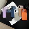 Funda de Cuero para Teléfono con Ventana Grande para iPhone 17 16 15 14 13 Pro Max Protección de Lente Mate Antigolpes Cubierta Trasera con Recubrimiento