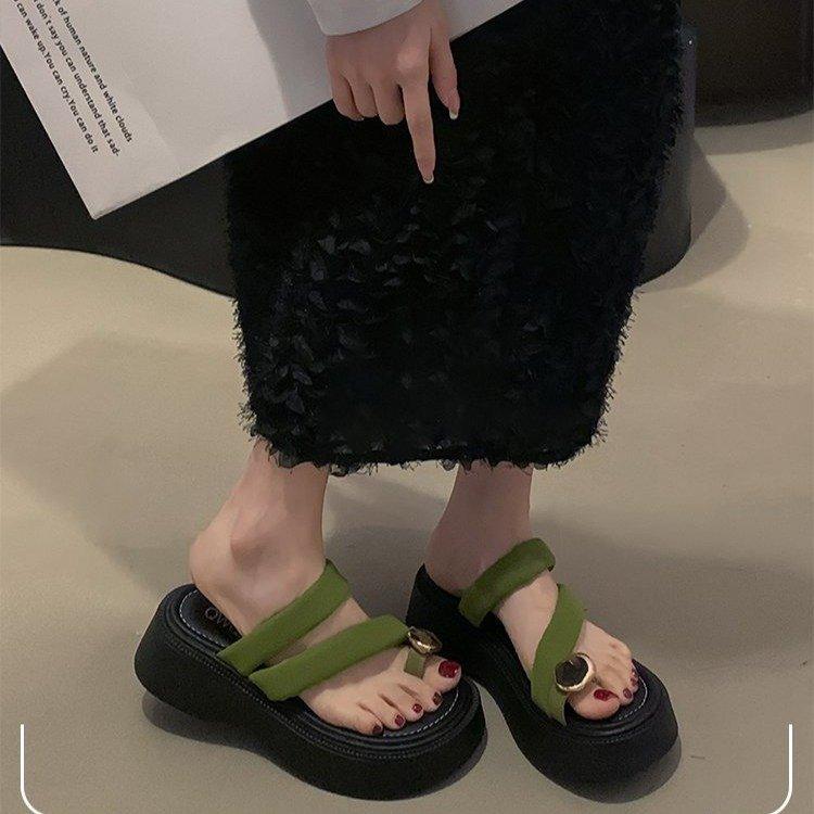 

2024 Новый летний стиль Модные, удобные и износостойкие босоножки и тапочки на толстой платформе с ароматом 40 зелёный