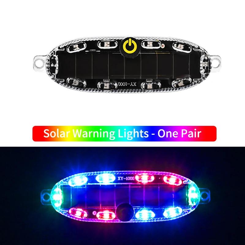 2 Pcs Solar Car Warning Light Waterproof Adhesive Car Warning Light Led Car Flash Light Solar Car Night Light Auto Accessories