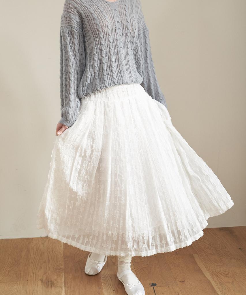 Peullobeu Lace Pleats Skirt_Wt
