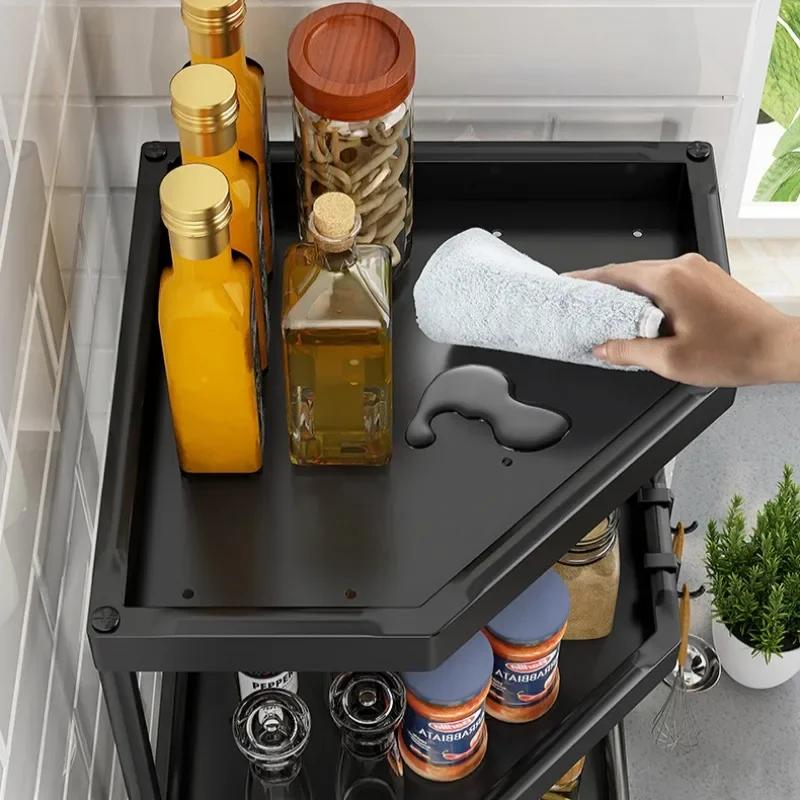 Punch-Free Multi-Layer Stainless Steel Spice Rack - Corner Triangle Shelf for Kitchen Storage