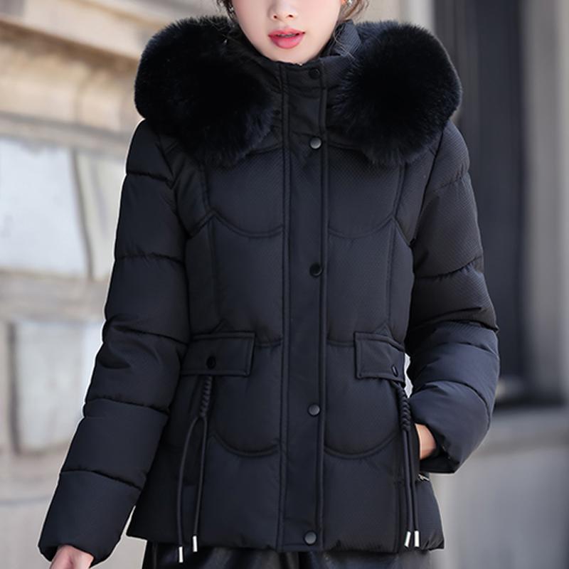 

Fashion Women s Winter Coats Hooded Faux Fur Collar Thick Warm Parkas Women s Jackets L чорний