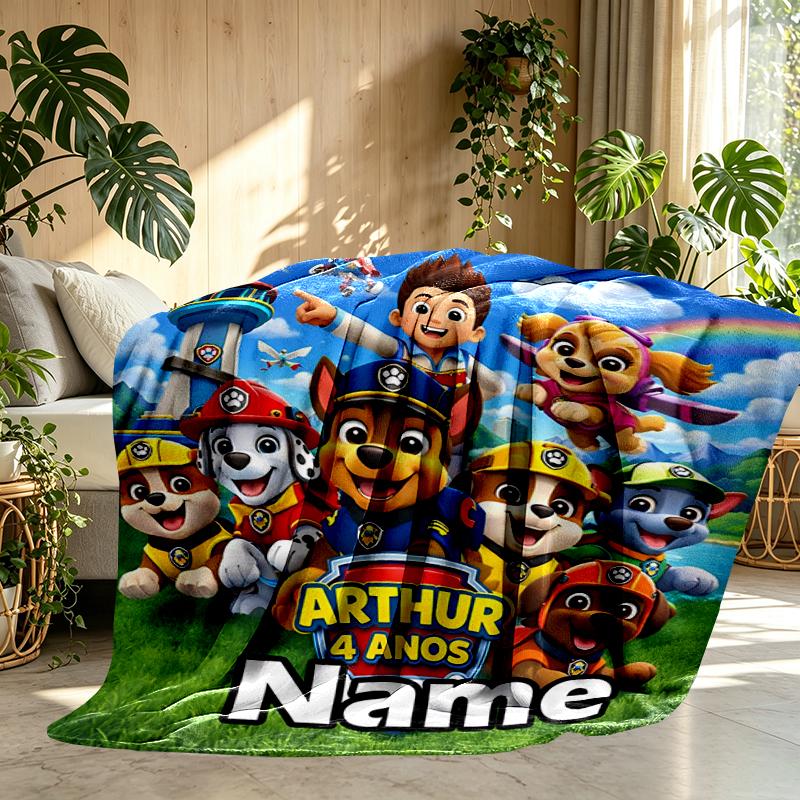 Custom Name Personalized PAW Patrol Print Blanket, Home Decor, Bedroom, Sofa, Camping, Couch, Gifts for Birthday Christmas