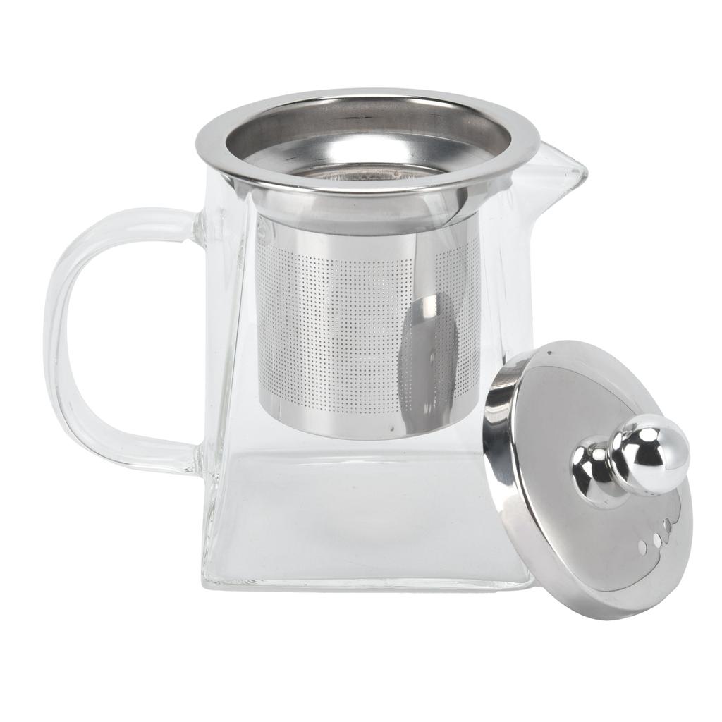 Transparent Glass Teapot with Removable 304 Stainless Steel Filter Tea Kettle for Home Office