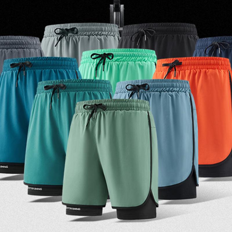 Men Summer Shorts Running Sports 2 in 1 Quick Dry Workout Training Gym Fitness Jogging Shorts Pants