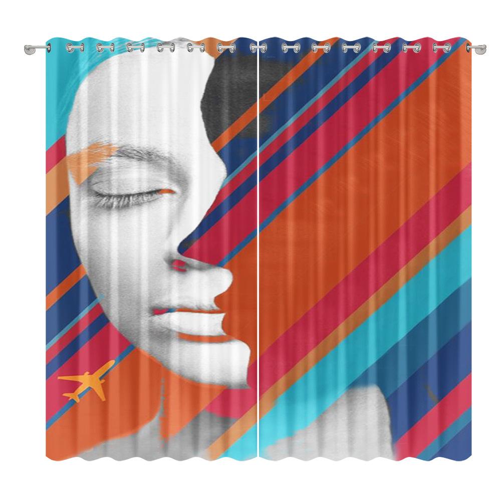 Abstract Curtain Cloth Bedroom Living Room Balcony Blackout Curtain Office Hotel Insulation Curtain