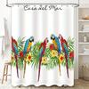 Kolorowe papugi zasłona prysznicowa Casa del Mar Tropikalny kwiatowy wzór Dekoracja łazienki Tkanina poliestrowa Wodoodporna Dekoracja domu i