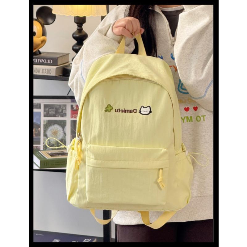 School Bag Female Japanese Cute Cartoon Kitten Soft Girl College Style Backpack Mori Candy Color Large Capacity Backpack