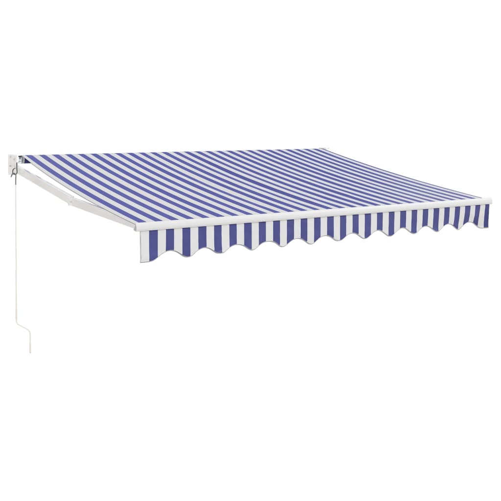 Retractable Awning Blue and White 3x2.5 M Fabric and Aluminum