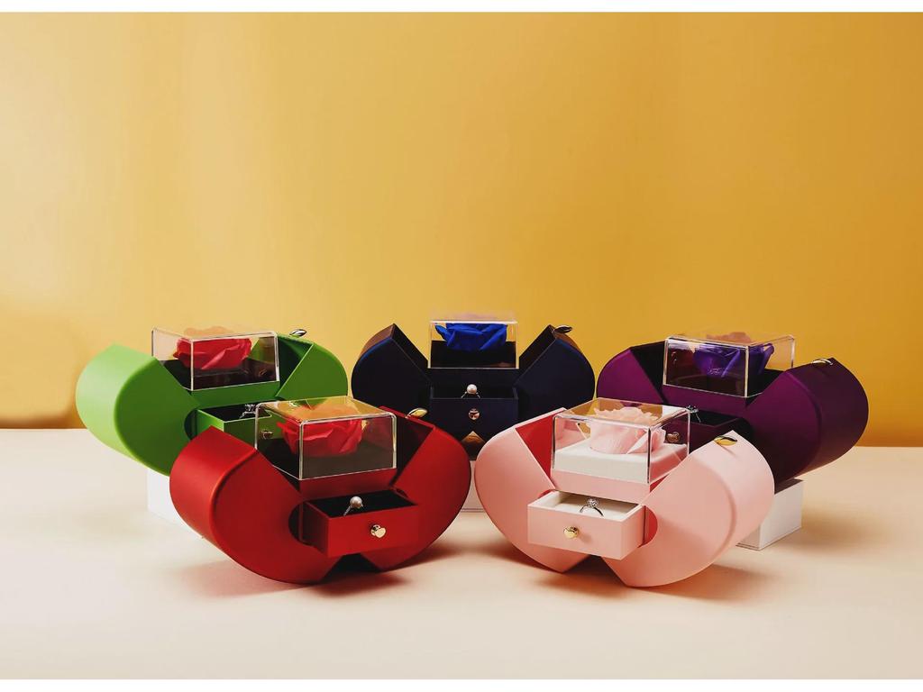 Eple Rose Smykkeskrin - Jul, Valentinsdag, Morsdag Preservert Blomstergave