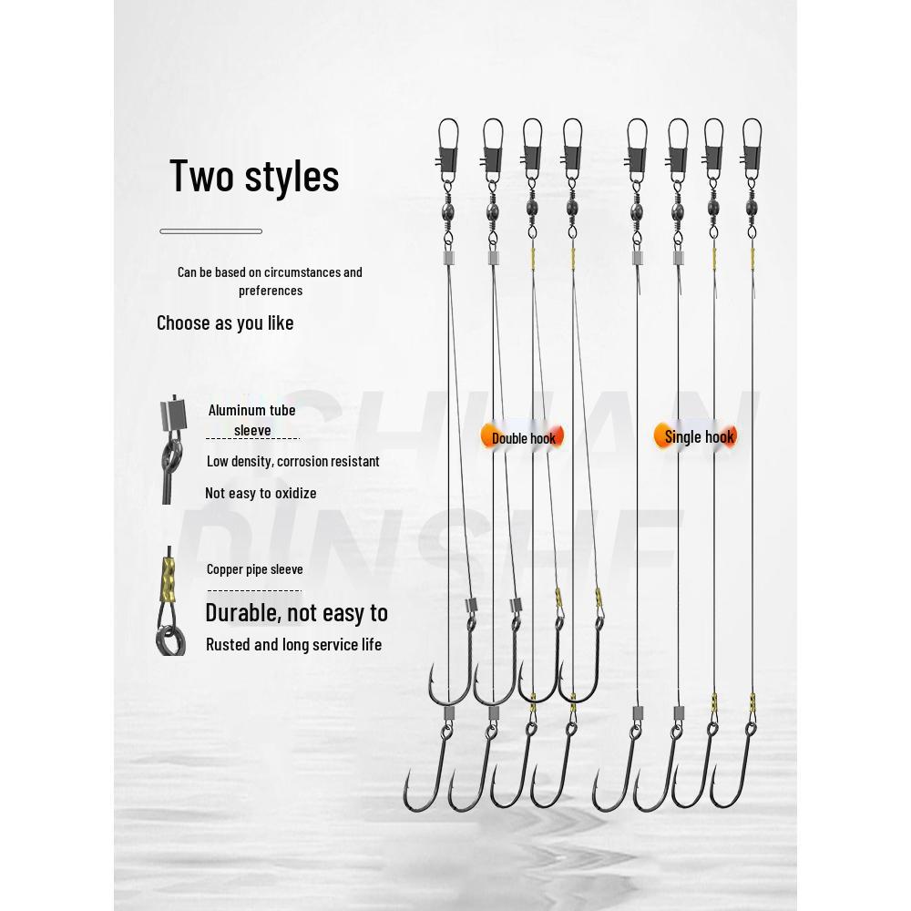 Doppelhaken Anti-Biss Stahl-Schnur Vorfach für Pomfret & Große Fische - Gebundenes Iseama Set