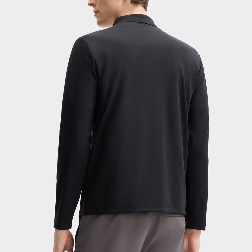 Fila Blue Series Versatile Knitted Long Sleeve Polo Shirt Men Tops Black F11M512205F-BK