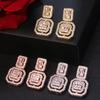 EMMAYA Zircons Delicate White Gold Cubic Zircon Square Drop Dangle Earrings for Women Fashion Wedding Party Wear Jewelry